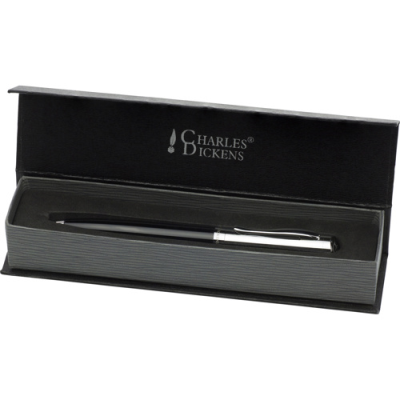 Picture of CHARLES DICKENS® BALL PEN in Black & Silver.