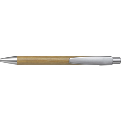 Picture of BALL PEN with Bamboo Barrel in Silver