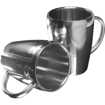 Picture of SET OF TWO STEEL MUG SET in Silver.