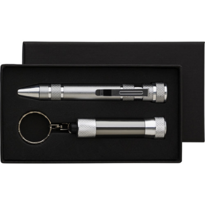 Picture of PEN SHAPE SCREWDRIVER & TORCH in Grey.