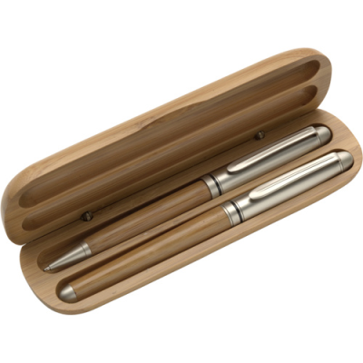 Picture of BAMBOO BALL PEN AND ROLLERPEN in Brown