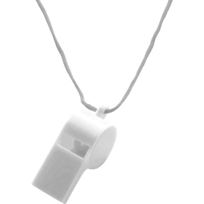 PLASTIC WHISTLE in White.