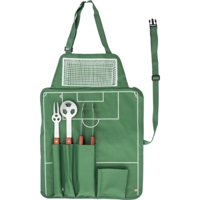 Picture of BARBECUE SET APRON, FOOTBALL in Green.