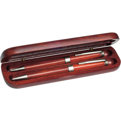 Picture of ROSEWOOD WOOD PEN SET in Brown.