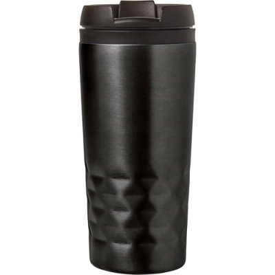 Picture of THE TOWER - STAINLESS STEEL METAL DOUBLE WALLED TRAVEL MUG (300ML) in Black.