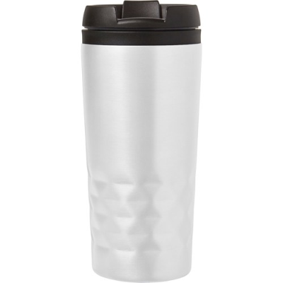 Picture of THE TOWER - STAINLESS STEEL METAL DOUBLE WALLED TRAVEL MUG (300ML) in White.