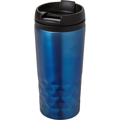 Picture of THE TOWER - STAINLESS STEEL METAL DOUBLE WALLED TRAVEL MUG (300ML) in Blue.