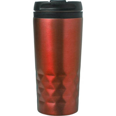 Picture of THE TOWER - STAINLESS STEEL METAL DOUBLE WALLED TRAVEL MUG (300ML) in Red.