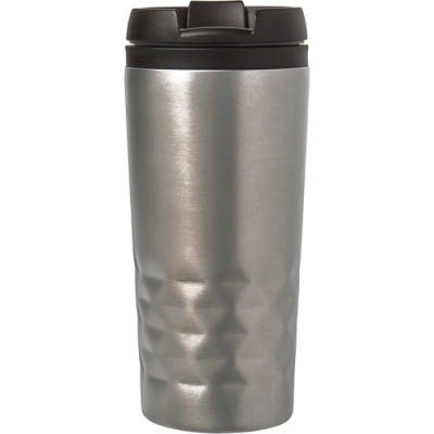 Picture of THE TOWER - STAINLESS STEEL METAL DOUBLE WALLED TRAVEL MUG (300ML) in Silver.