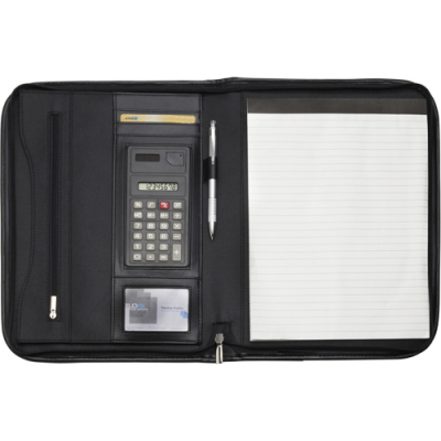 Picture of A4 MICROFIBRE ZIP FOLDER in Black.