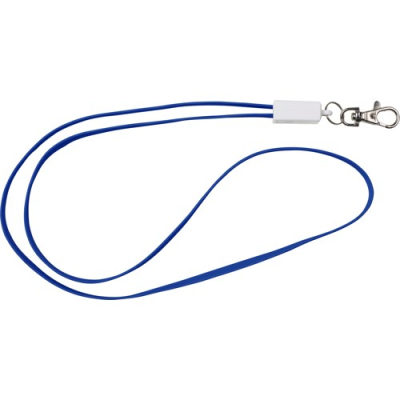 LANYARD AND CHARGER CABLE in Blue.