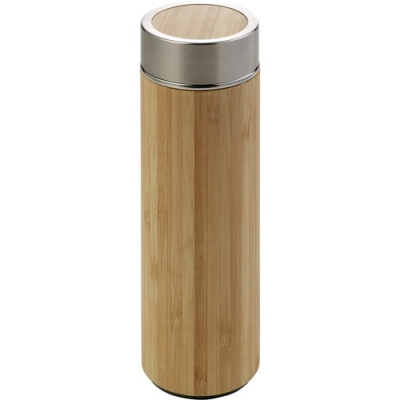 Picture of BAMBOO BOTTLE with Tea Infuser (420 Ml) in Brown.