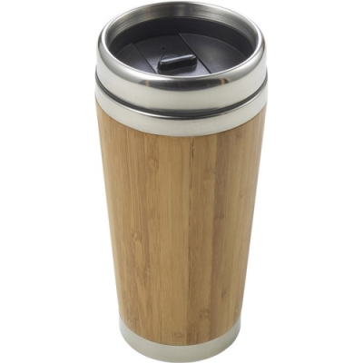 Picture of BAMBOO DOUBLE WALLED TRAVEL MUG (400ML) in Brown