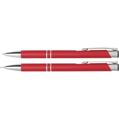 Picture of ALUMINIUM METAL WRITING SET in Red.