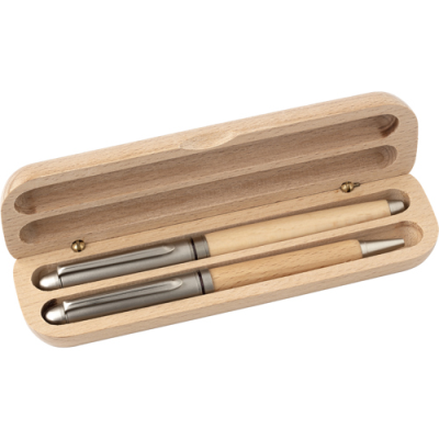 Picture of BEECH WOOD WOOD WRITING SET in Brown.