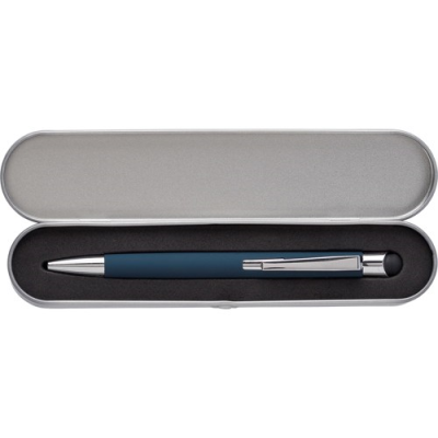 Picture of ALUMINIUM METAL BALL PEN in Blue.