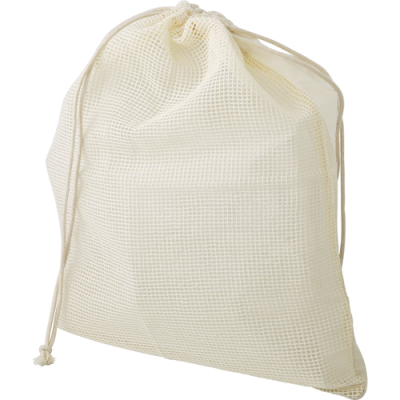 Picture of ORGANIC COTTON DRAWSTRING MESH BAG in Khaki.