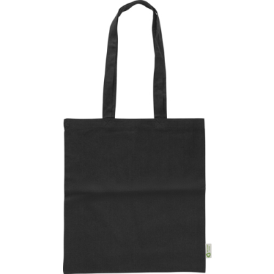 RECYCLED COTTON SHOPPER TOTE BAG in Black.