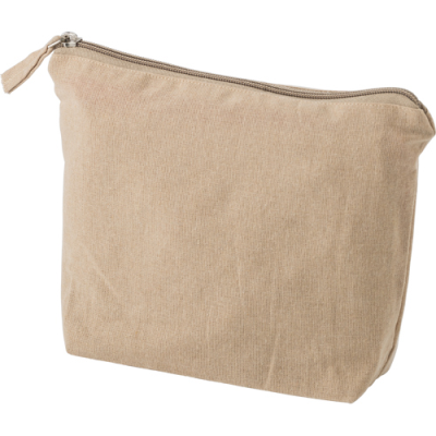 Picture of RECYCLED COTTON COSMETICS BAG in Khaki.