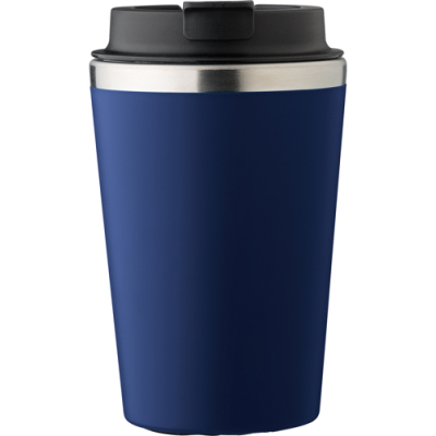 Picture of STAINLESS STEEL METAL TRAVEL MUG (350ML) in Blue.