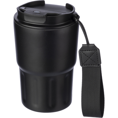 Picture of STAINLESS STEEL METAL DOUBLE WALLED TRAVEL MUG (320ML) in Black