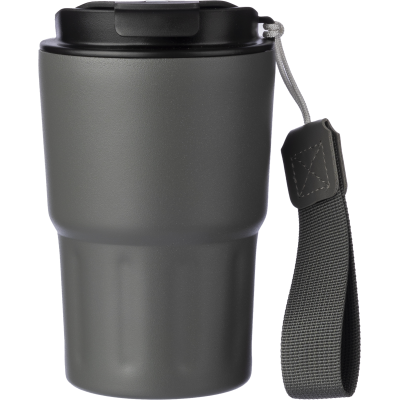 Picture of STAINLESS STEEL METAL DOUBLE WALLED TRAVEL MUG (320ML) in Grey