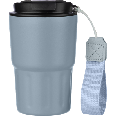 Picture of STAINLESS STEEL METAL DOUBLE WALLED TRAVEL MUG (320ML) in Light Blue