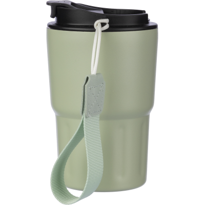 Picture of STAINLESS STEEL METAL DOUBLE WALLED TRAVEL MUG (320ML) in Pale Green