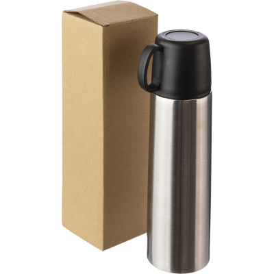 Picture of STAINLESS STEEL METAL DOUBLE WALLED FLASK (500ML) in Silver