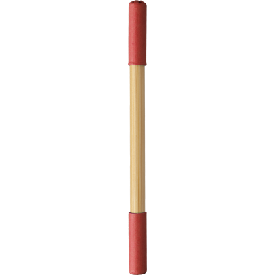 Picture of BAMBOO ENDLESS PENCIL AND BALL PEN in Red