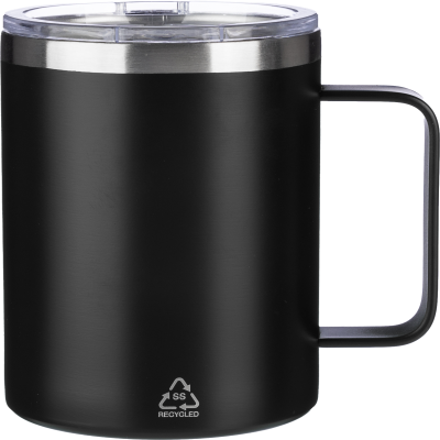 Picture of STAINLESS STEEL METAL DOUBLE WALLED TRAVEL MUG (300 ML) in Black