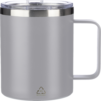 Picture of STAINLESS STEEL METAL DOUBLE WALLED TRAVEL MUG (300 ML) in Grey