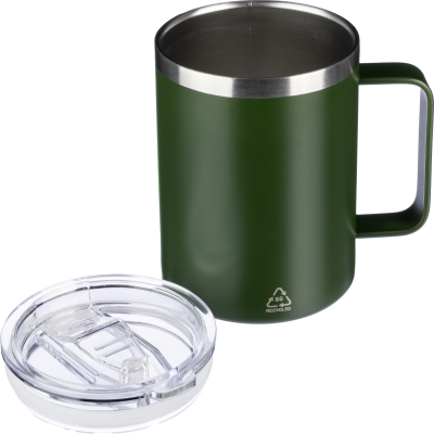 Picture of STAINLESS STEEL METAL DOUBLE WALLED TRAVEL MUG (300 ML) in Green