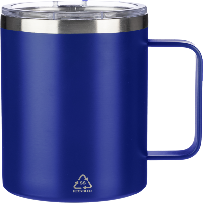 Picture of STAINLESS STEEL METAL DOUBLE WALLED TRAVEL MUG (300 ML) in Cobalt Blue