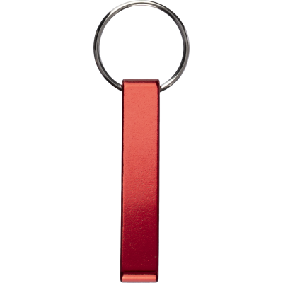 Picture of RECYCLED KEY HOLDER KEYRING BOTTLE OPENER in Red.