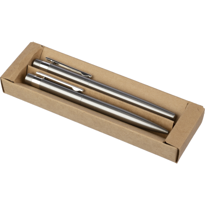 Picture of RECYCLED STAINLESS STEEL METAL PEN SET (2PC) in Silver