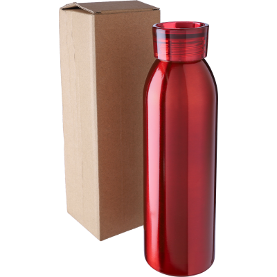 Picture of STAINLESS STEEL METAL SINGLE-WALLED BOTTLE (650ML) in Red