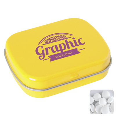 Picture of THE LANGHAM - FLAT HINGED TIN with Dextrose Mints in Yellow