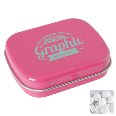 Picture of THE LANGHAM - FLAT HINGED TIN with Dextrose Mints in Pink.