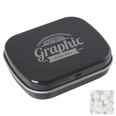 Picture of FLAT HINGED TIN with Sugar Free Mints in Black