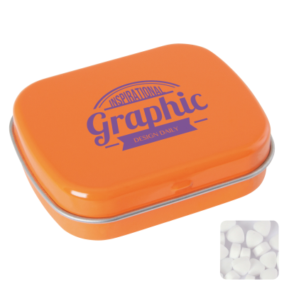 Picture of FLAT HINGED TIN with Sugar Free Mints in Orange