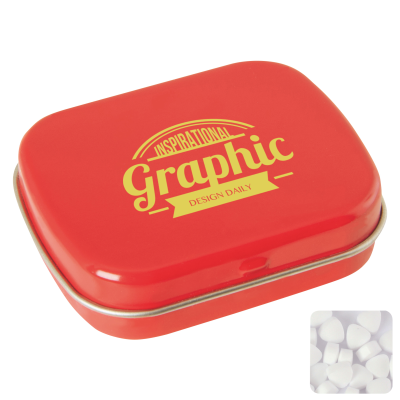 Picture of FLAT HINGED TIN with Sugar Free Mints in Red