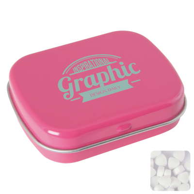 Picture of FLAT HINGED TIN with Sugar Free Mints in Pink