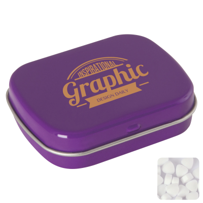 Picture of FLAT HINGED TIN with Sugar Free Mints in Purple