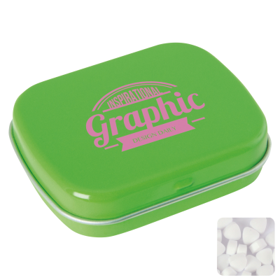 Picture of FLAT HINGED TIN with Sugar Free Mints in Pale Green