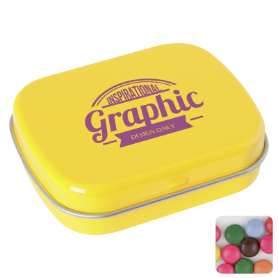 Picture of FLAT HINGED TIN with Chocos in Yellow