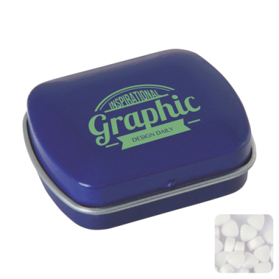 Picture of SMALL FLAT HINGED TIN with Sugar Free Mints in Blue