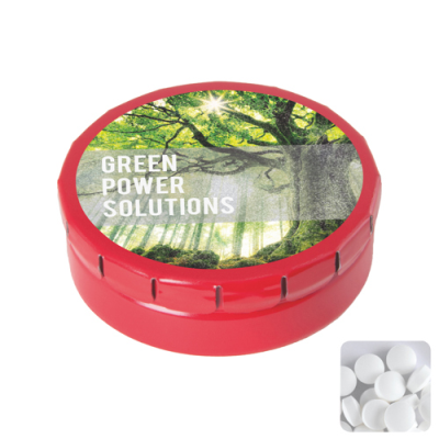 Picture of ROUND CLICK TIN with Dextrose Mints in Red