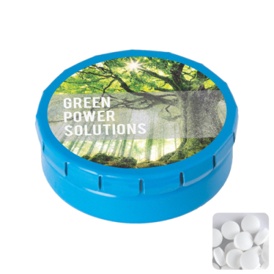 Picture of ROUND CLICK TIN with Dextrose Mints in Light Blue