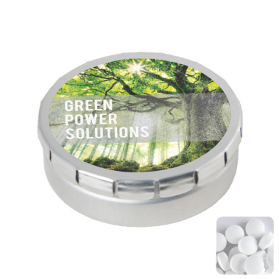 Picture of ROUND CLICK TIN with Dextrose Mints in Silver